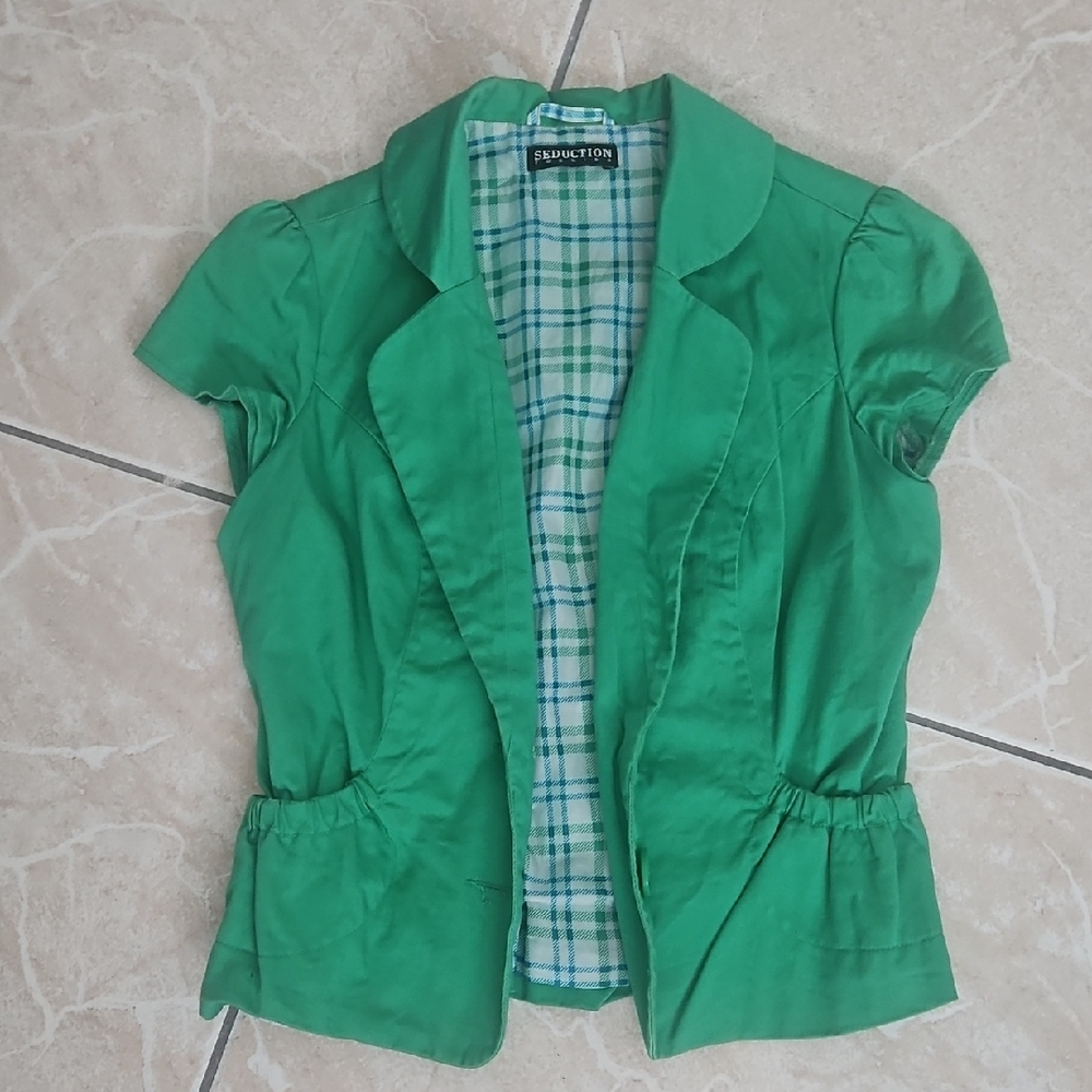 Green Short-Sleeve Blazer